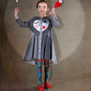 Raspberry Plum Heart Face Dress + Socks
